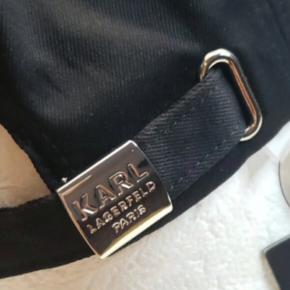 KARL LAGERFELD Women's Cap Paris Adjustable Fitted BLACK BRAND-NEW w/tag - Picture 6 of 13